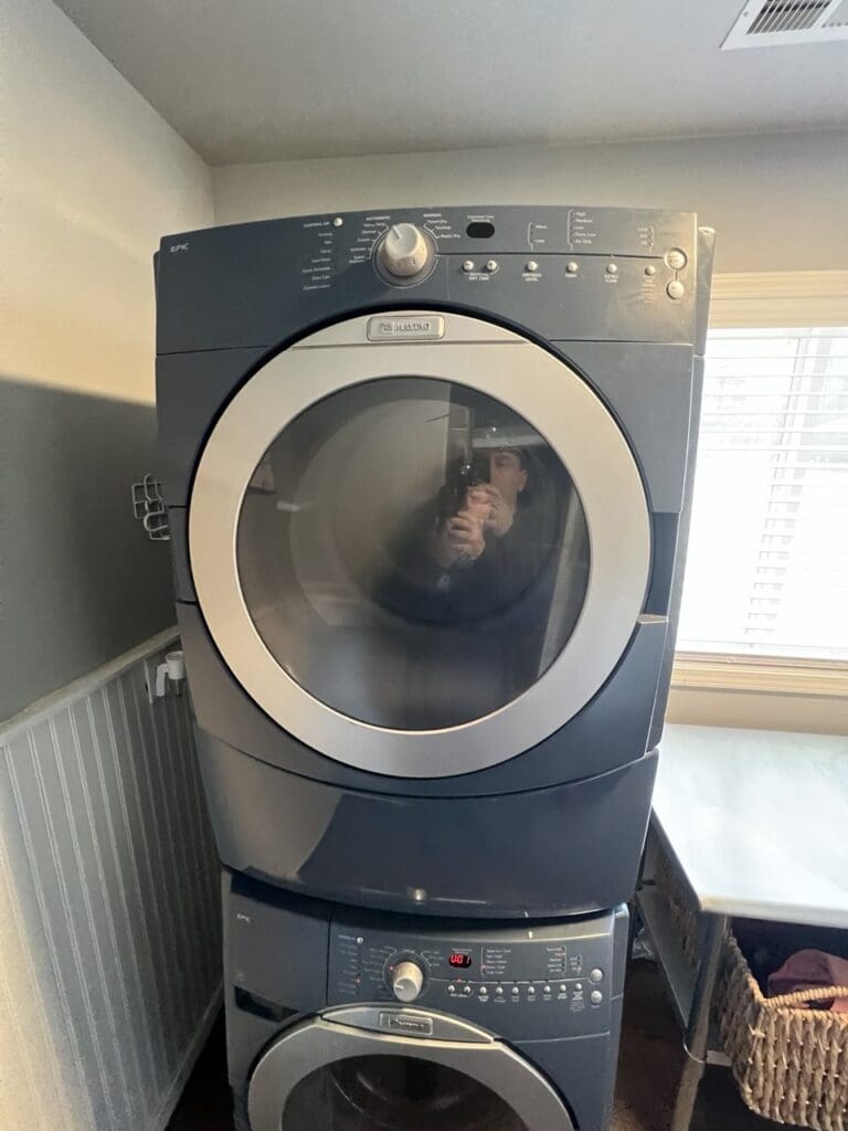 Stacked Maytag washer and dryer set