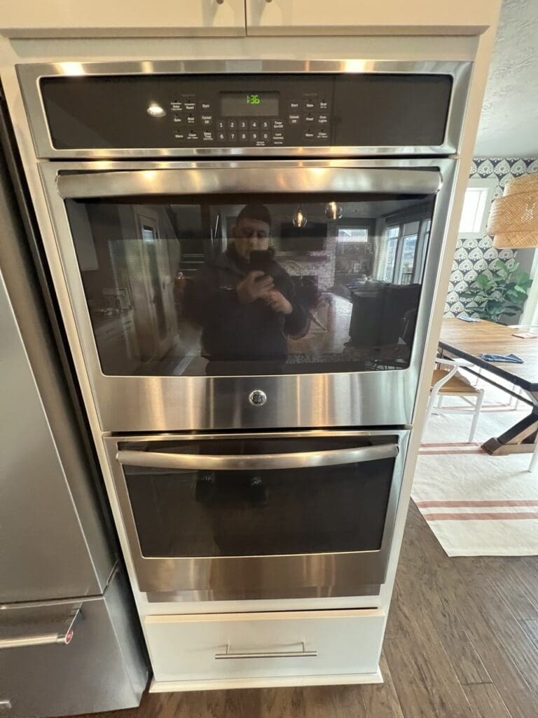 Installed GE stainless steel double wall oven